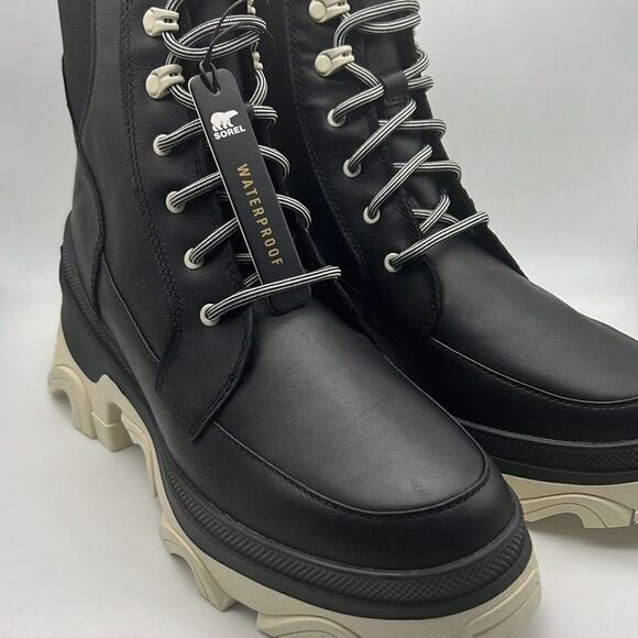 Sorel Brex Lace-Up Waterproof Bootie Heel Cozy Lace BLK Boots Women Size 9 NWB - Picture 1 of 12